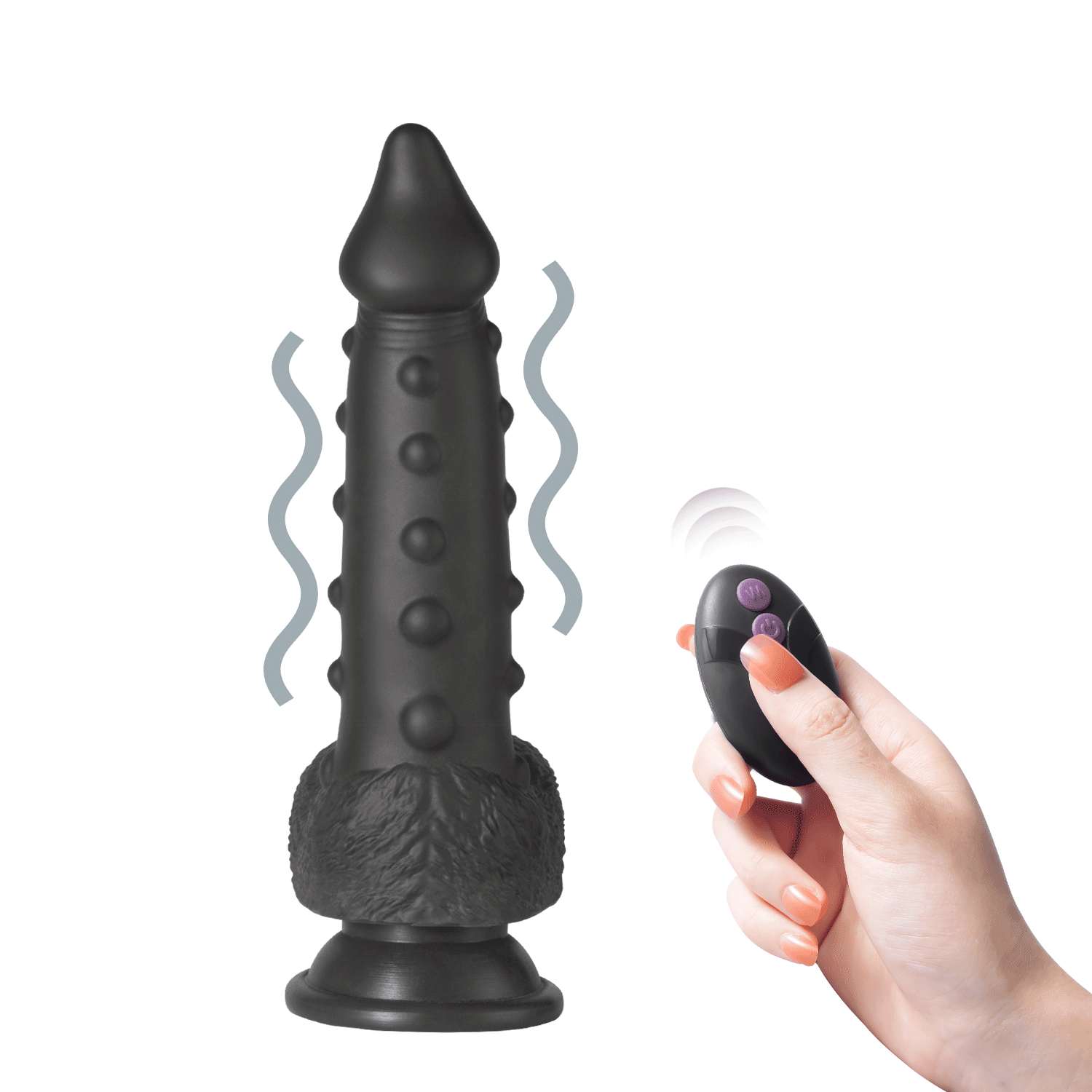 Alger - 8 inch penis thrusting black dildo